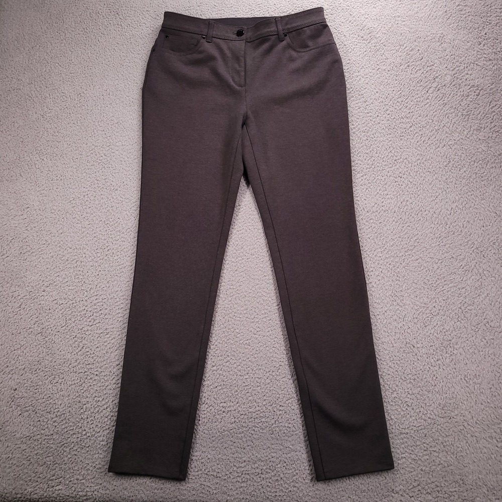 CHICOS‎ Pants Size 4/S (0) Peyton Slim Leg Heather Gray Ponte Stretch Knit
